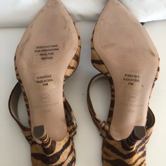 Ann Taylor Leather & Calf's Hair Pumps, Size 9.5, Brown & Tan -New - Picture 5 of 5